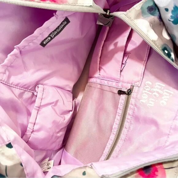 Lug Gondola Large Travel Tote Gray Floral Vacation Carryon Bag‎ Trolley Sleeve - Picture 4 of 10